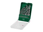 Set of 8 wood drill bits in a green case, with sizes 3mm to 12mm visible.