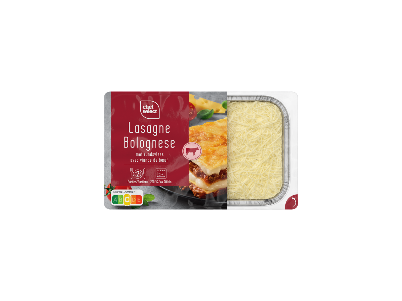 Chef Select Lasagne Bolognese avec viande de bœuf, 800g, Nutri-Score C
