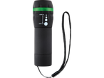 Lanterna LED CRIVIT preta com anel verde e função de zoom