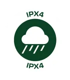Selo IPX4 com ícone de nuvem chuvosa.