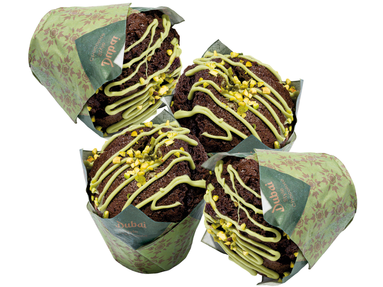 Chokladmuffins med pistagenötter, Dubai Style Chocolate.