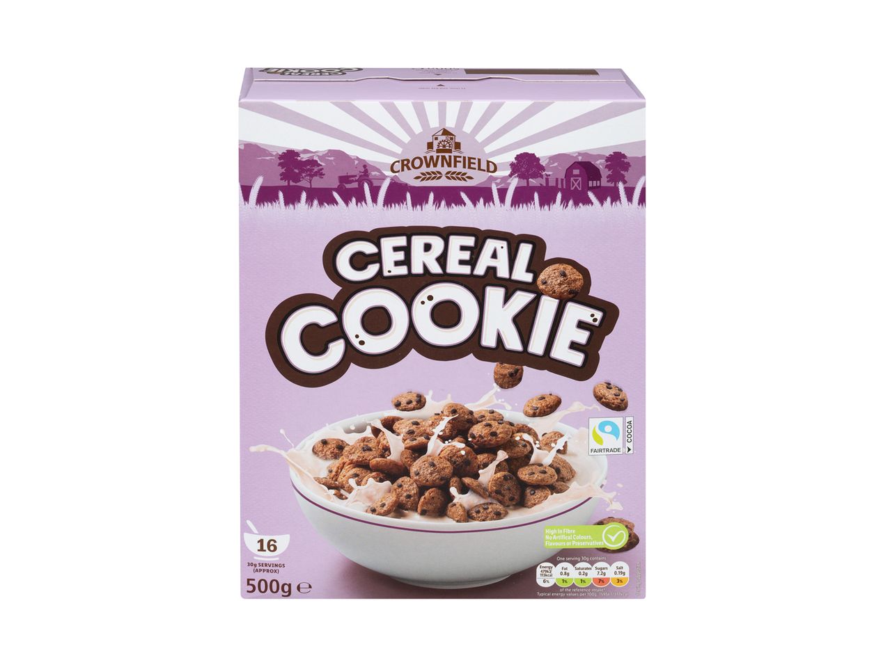 Crownfield Cereal Cookie: 500g chocolate breakfast cereal, Fairtrade.