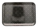Black square tray with a geometric pattern.