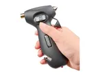 Hand holding a multi-functional digital tyre pressure gauge with emergency tools