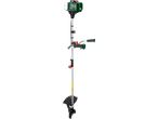 Roçadora a gasolina PARKSIDE com motor verde e pega ergonómica.