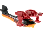 Hot Wheels Water Bomber toy plane, black and orange with red engines and flame decals.