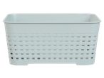 Cesto de plástico branco com design de vime para armazenamento W5.