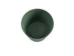 A dark green planter with integrated drainage tray.