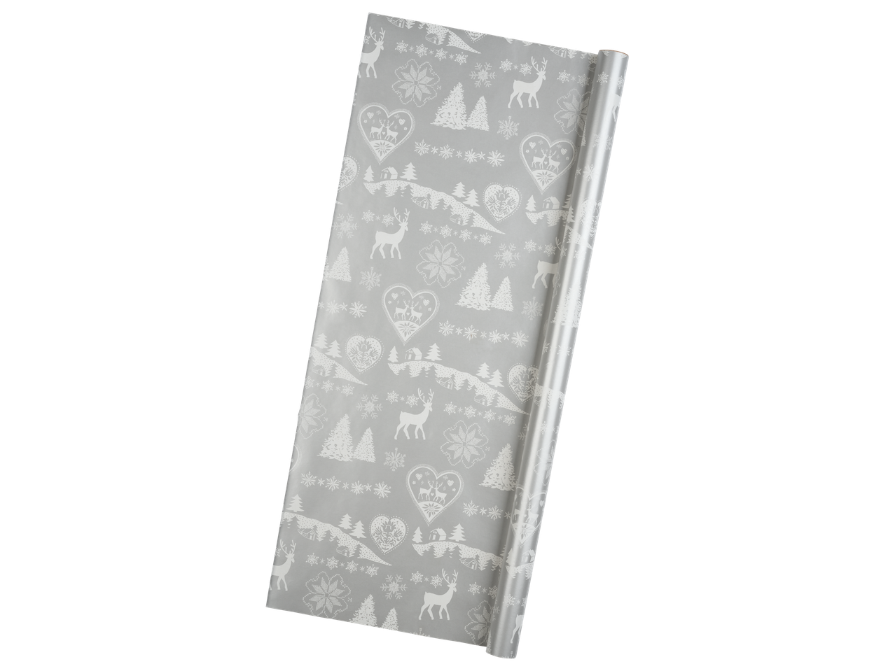 Crelando® kinkepaberirull talvise hirve- ja lumehelbekujundusega.