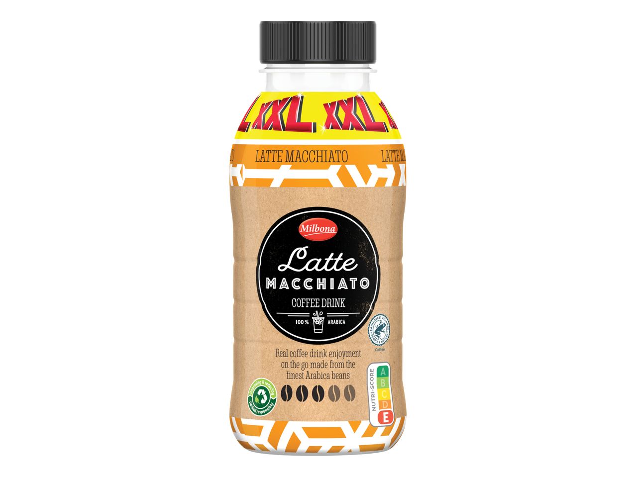 Steklenica Milbone Latte Macchiato pijače.