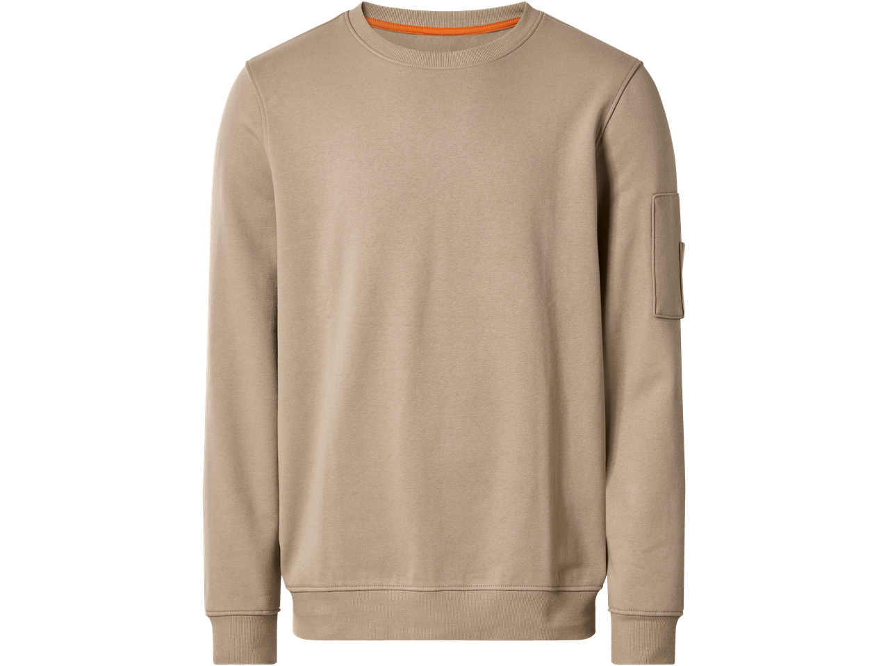 Esmara vyriškas smėlio spalvos sportinis džemperis su oranžine detale ant apykaklės