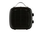 Black retro-style portable space heater with a carrying handle