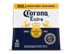 Doos met 12 flessen bier van 25 cl, met de tekst 'Nieuw Formaat' en '100% natuurlijke ingrediënten'.