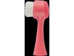 Escova facial de duas pontas, uma com cerdas macias e outra de silicone.