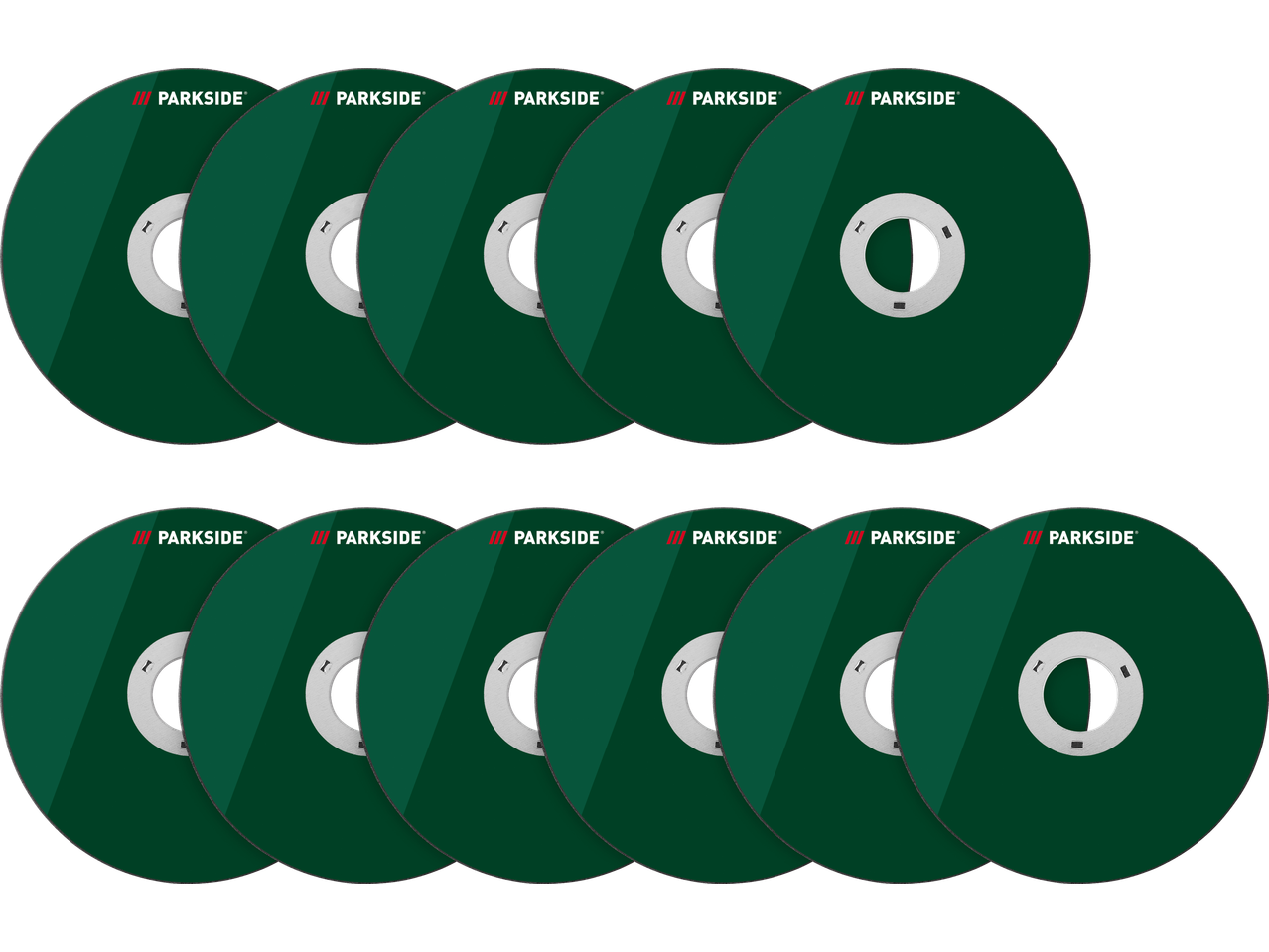 Conjunto de 12 discos de corte verdes para ferramentas elétricas.