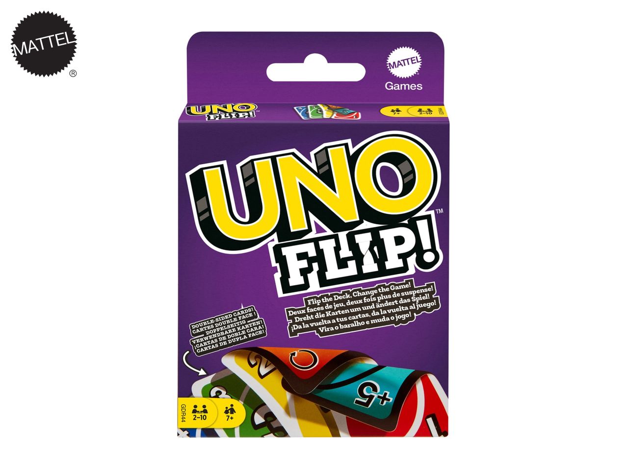Mattel UNO Flip! card game with double-sided cards.