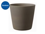 Brown outdoor planter with a textured surface