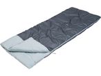 A gray and light blue sleeping bag.