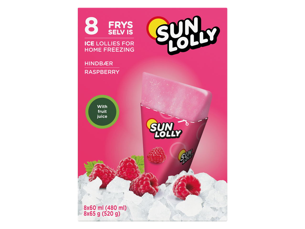 8 Sun Lolly frambozen ijslolly's voor thuis invriezen.