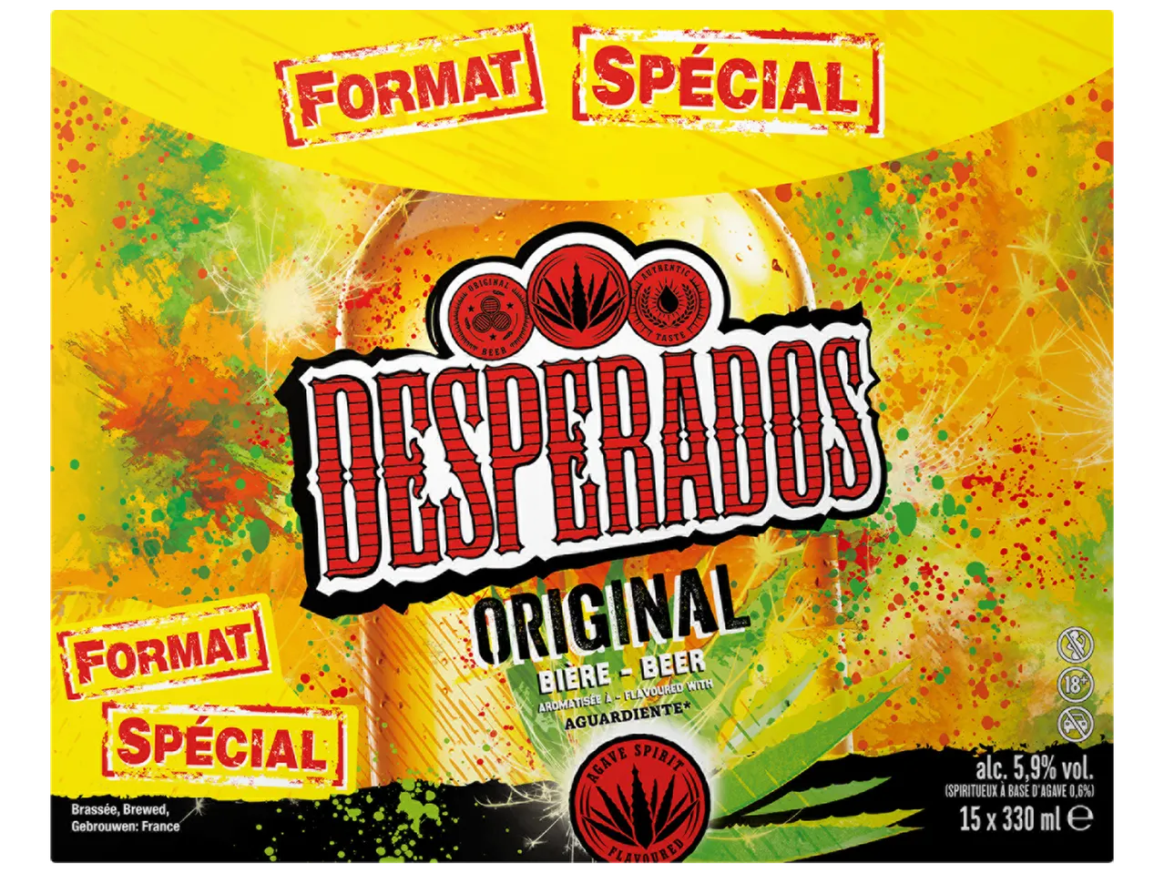 Pack de bière aromatisée à l'agave, 15 bouteilles de 330 ml, 5,9% vol.