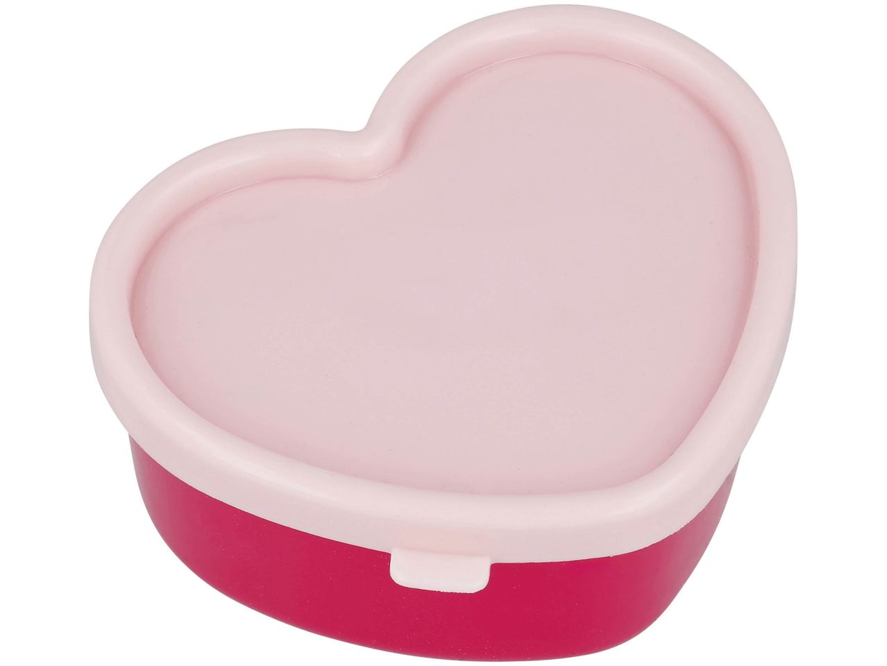 Contenitore per alimenti a forma di cuore rosa e fucsia.