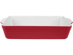 Um refratário vermelho com interior branco.