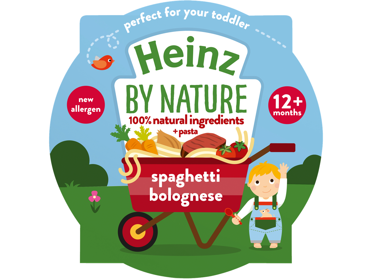 Heinz By Nature Spaghetti Bolognese Dinner for toddlers, 100% natural ingredients.