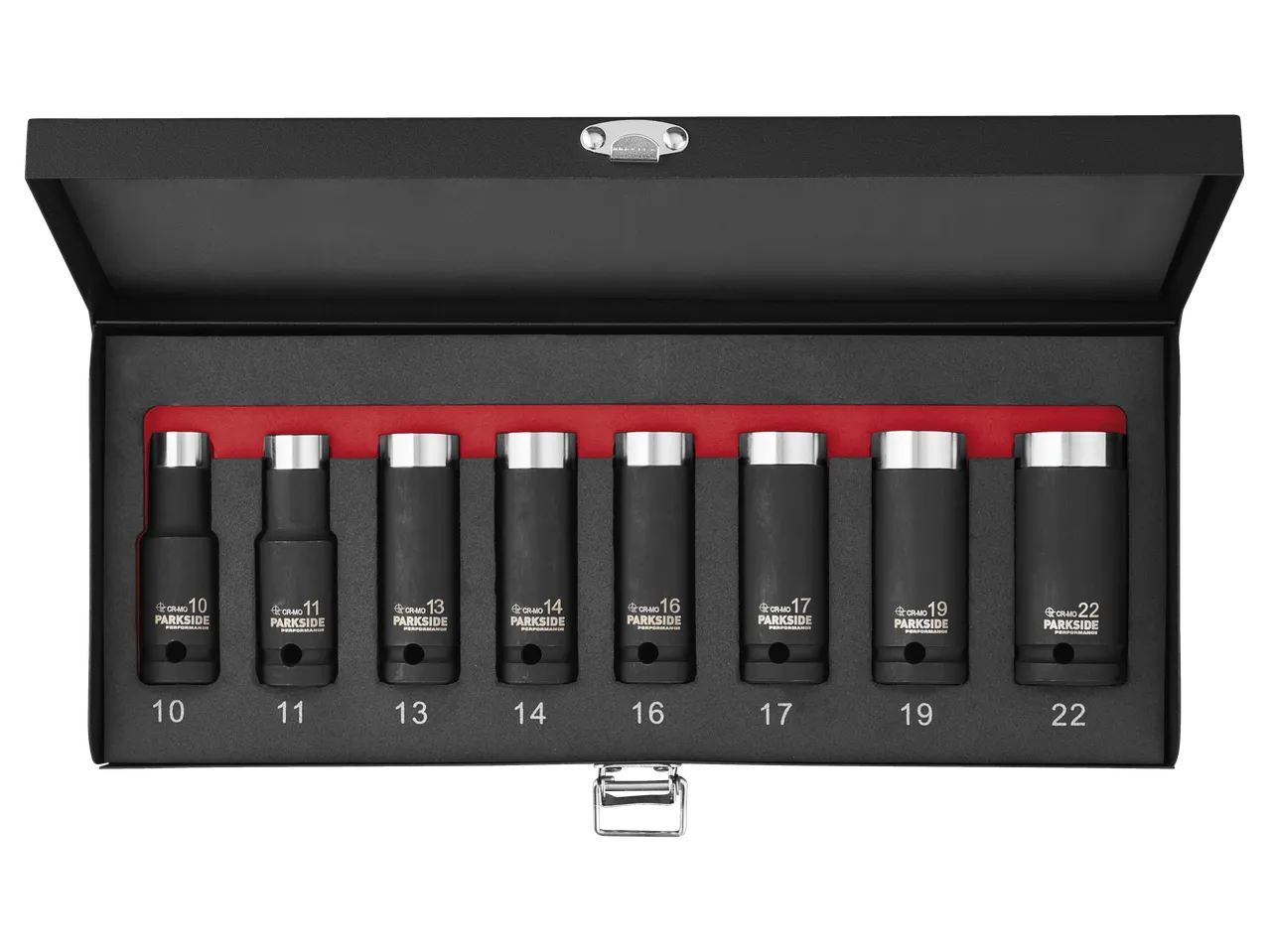 Parkside Performance® smūginių galvučių rinkinys su 8 dalimis, dydžiai 10-22.