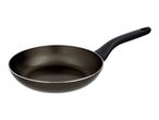 Black non-stick frying pan with a black handle