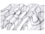 White fabric with a gray abstract brushstroke pattern, folded and draped.