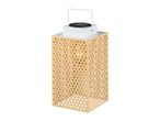 Gold solar-powered garden lantern.