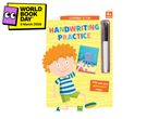A handwriting practice book for ages 4+ with a pen and wipe-clean pages, featuring a boy and an octopus.