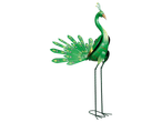 Păun decorativ verde din metal.