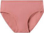Close-up of a single pair of plain pink women's briefs.