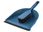 W5® schoonmaakset: blauwe stoffer en blik met zwarte borstelharen