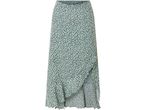 A midi skirt with a ruffled hem and an asymmetrical design.