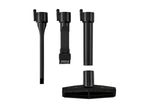 Four black vacuum cleaner attachments, including a crevice tool, brush, extension wand, and floor tool.