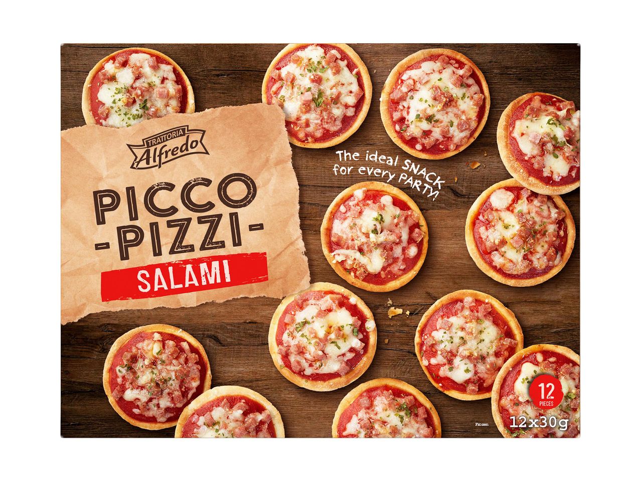 Trattoria Alfredo Picco Pizzi Salami: 12 fagyasztott mini pizza.