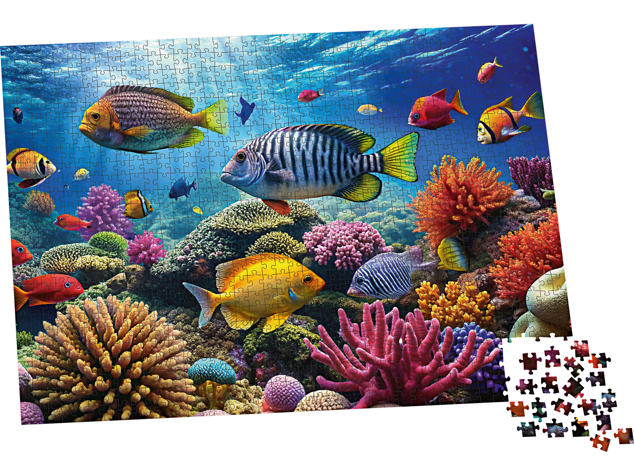 lupilu® Puzle: Värviline veealune stseen kalade ja korallidega.