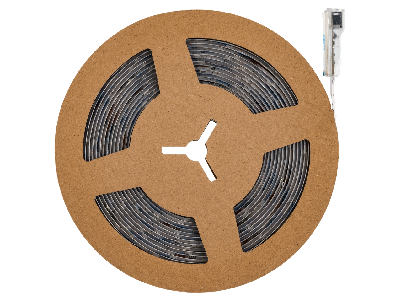 Livarno 10m LED Light Strip, coiled on a brown cardboard reel with a clear connector