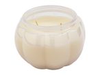 Pumpkin-shaped glass jar candle with two wicks