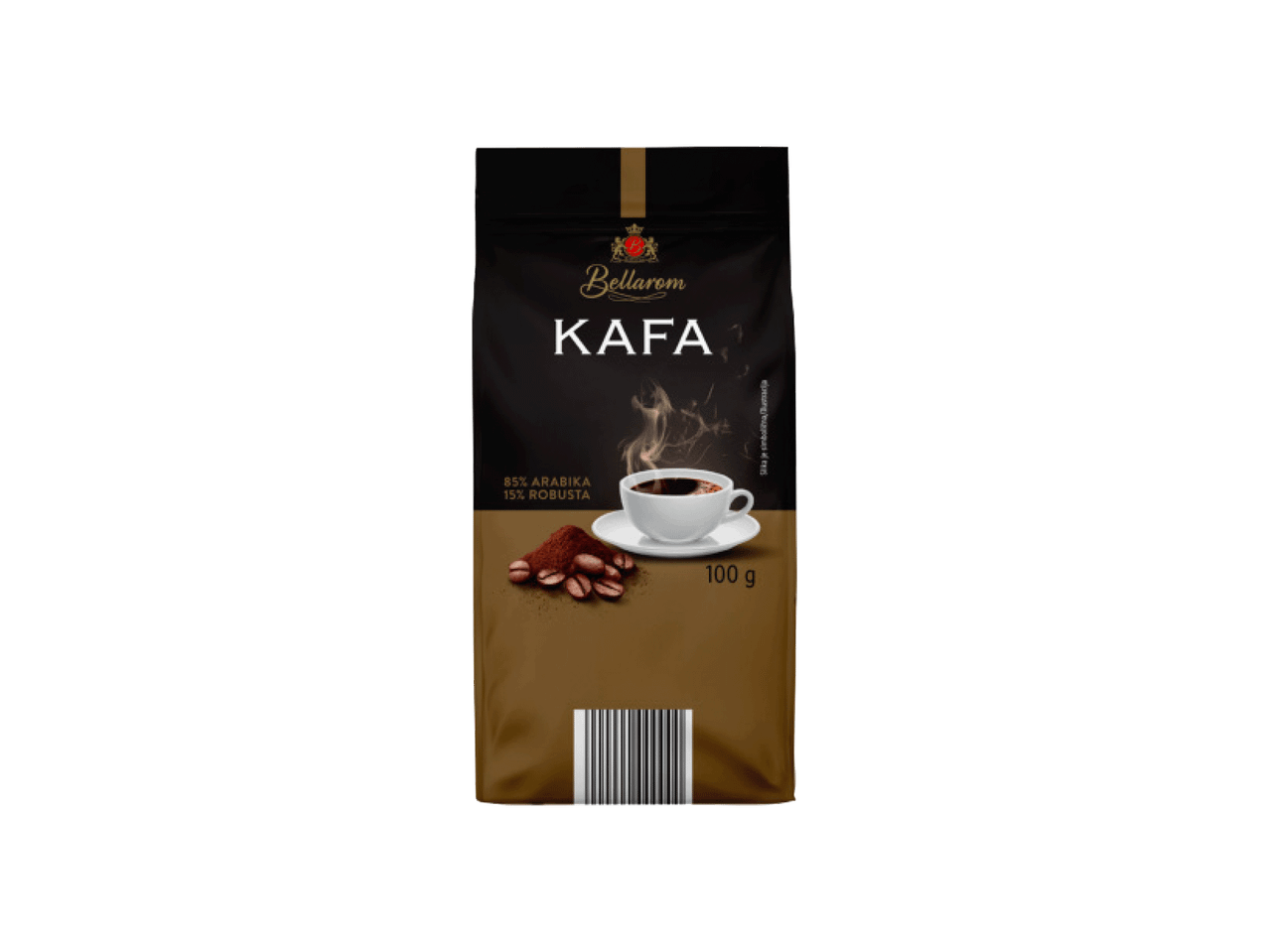 Pakovanje kafe sa šoljicom kafe, zrnima i mlevenom kafom, 100 g.