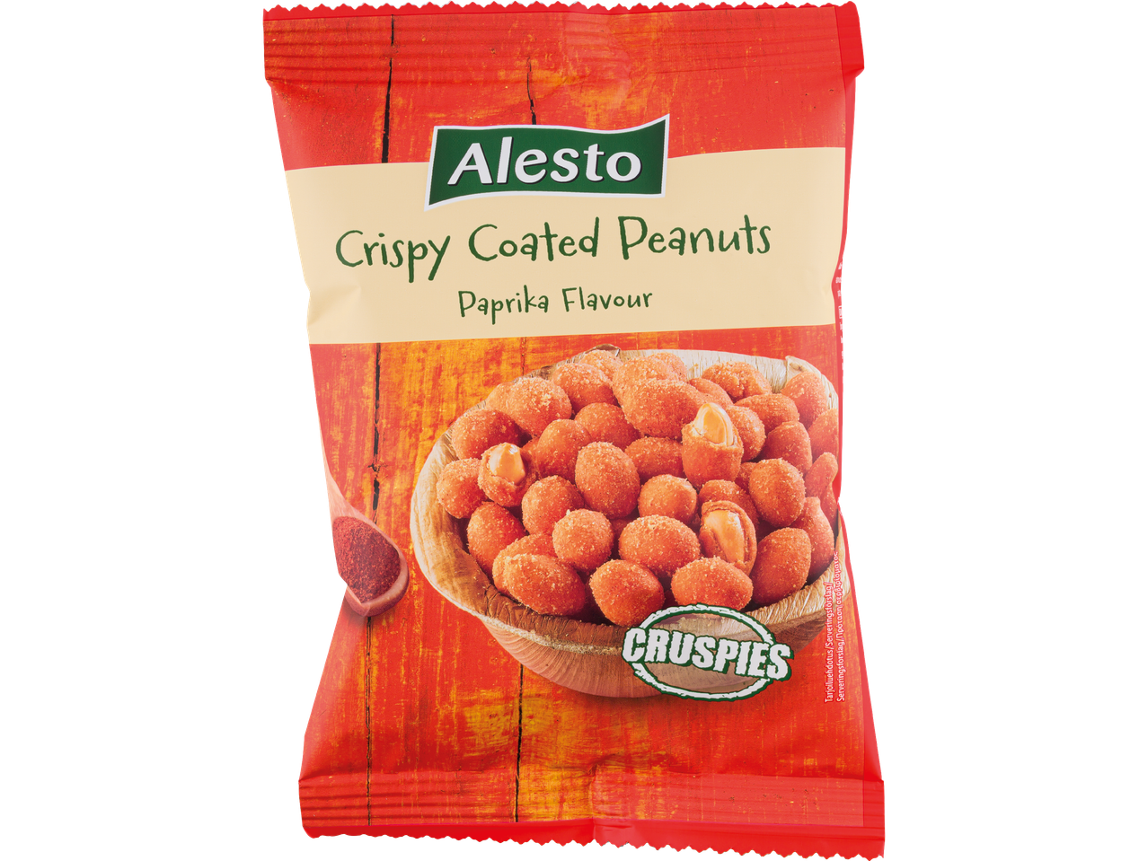 Paket med Alesto Crispy Coated Peanuts, Paprikasmak.