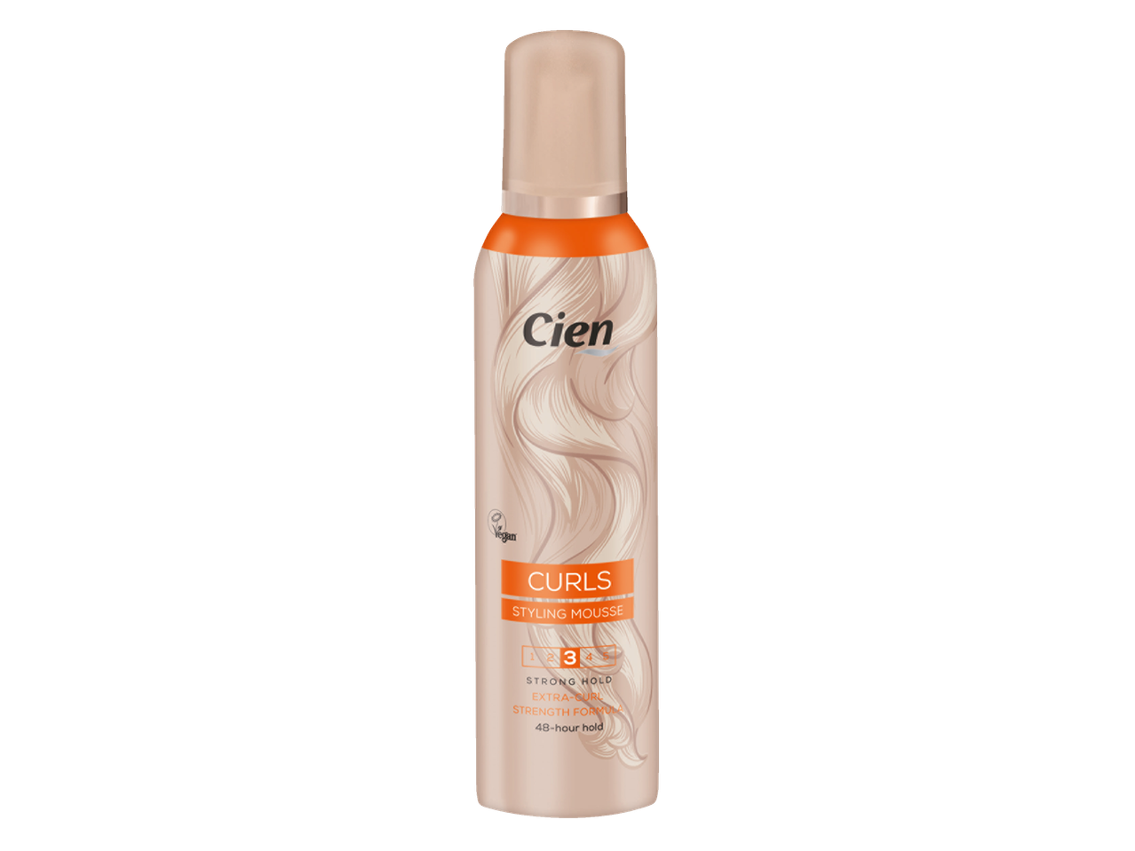 Spumă de styling Cien Curls, vegană, fixare puternică.