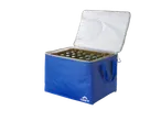 Saco térmico azul com garrafas de cerveja
