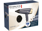 Hairdryer with diffuser, featuring sapphire infusion and ionic conditioning, in a box.