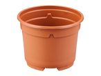 Empty brown plastic plant pot