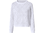 Λευκό πουλόβερ ESMARA με διάτρητο σχέδιο ρόμβων