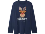 Esmara jõulupüžama: Tumesinine pikkade varrukatega topp põhjapõdra ja tekstiga „MERRY CHRISTMAS“.