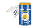 Soxo Zitronen Sprudel Socken Geschenkdose: Eine Dose im Design von Zitronenlimonade mit Sockenmotiv.